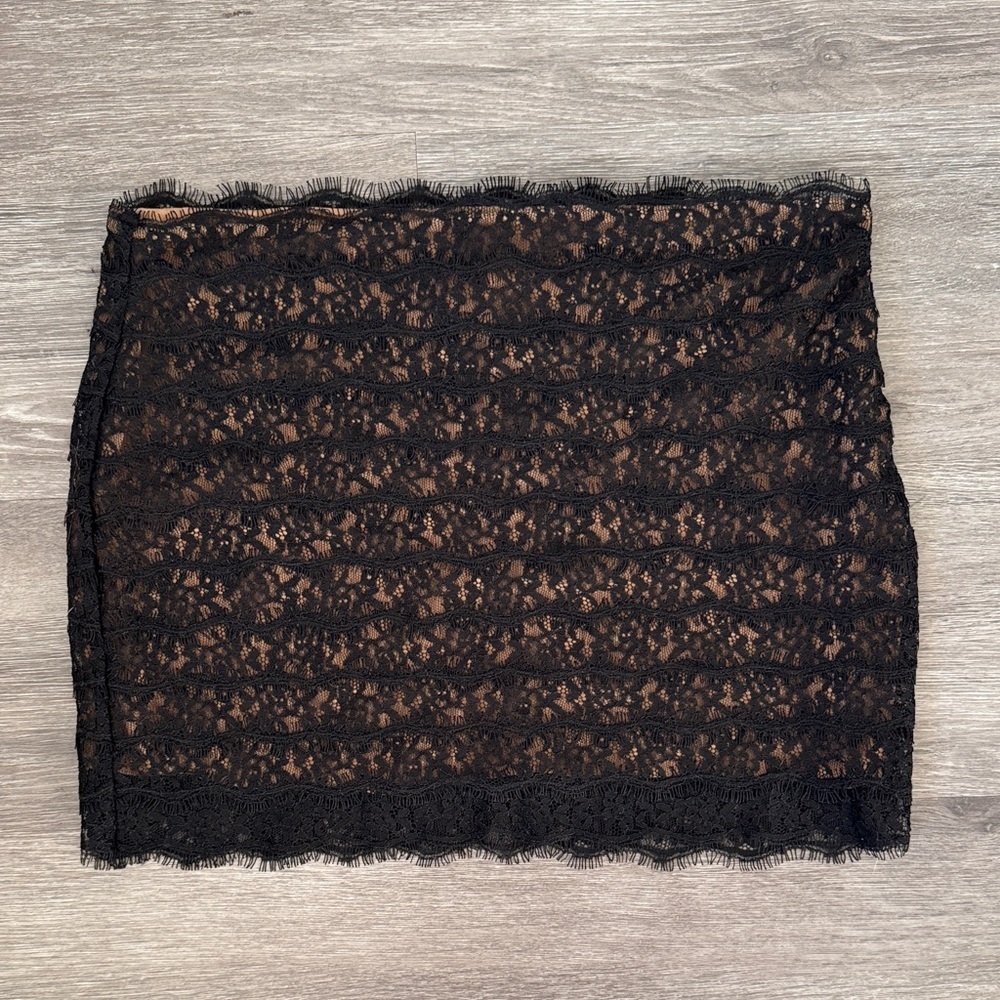 Haute Hippie Black Lace Mini Skirt